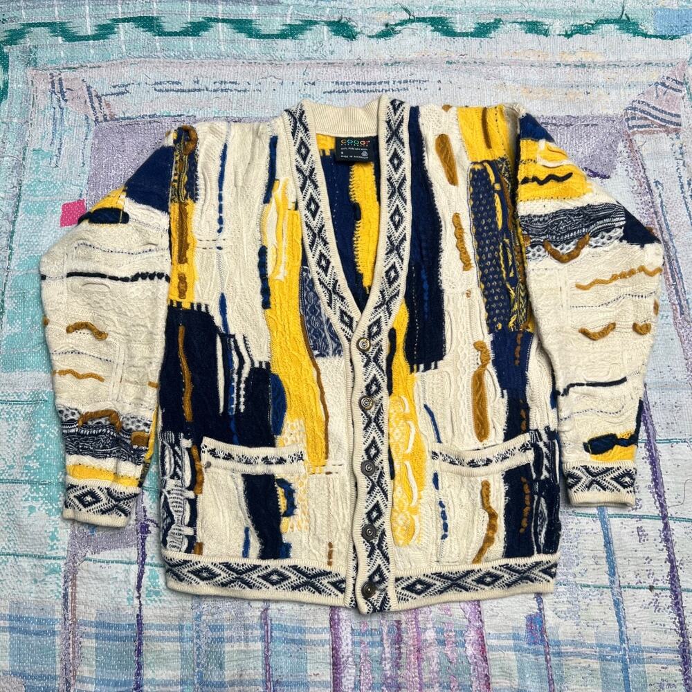 COOGI Australia Pure New Wool 3D Knit Cardigan Multicolor Size Small